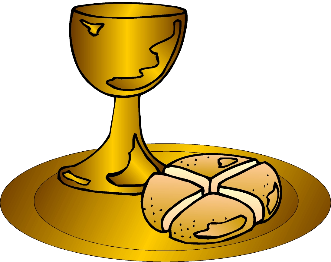 Symbolbild mit geteiltem Brot und goldenem Kelch